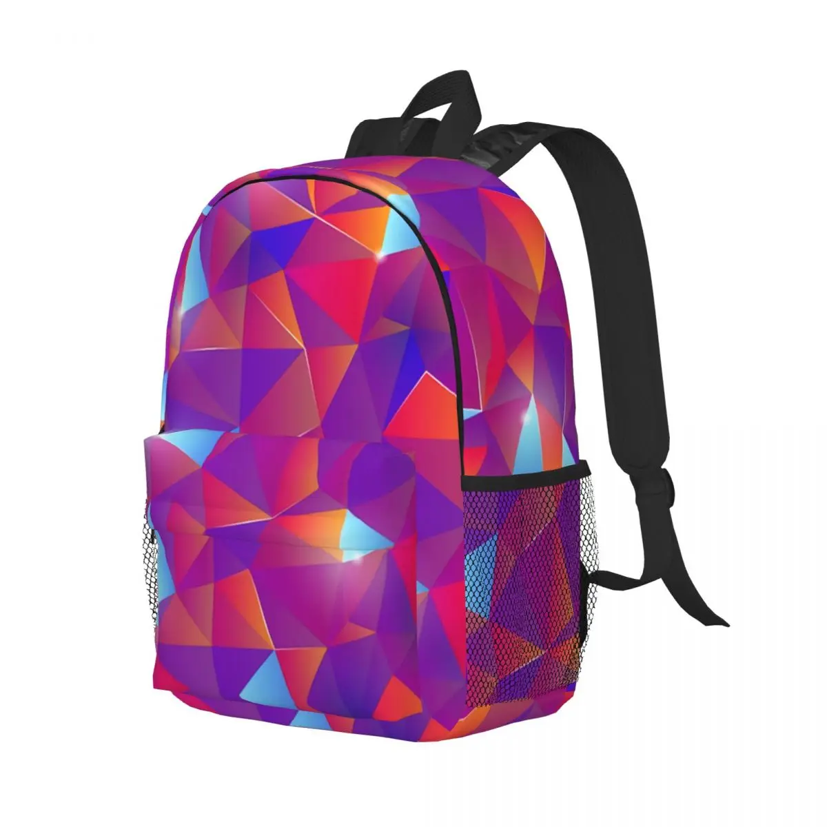 Colourful Abstract Triangles Polygon Laptop Backpack Men Women Casual Bookbag for School College Student Bag