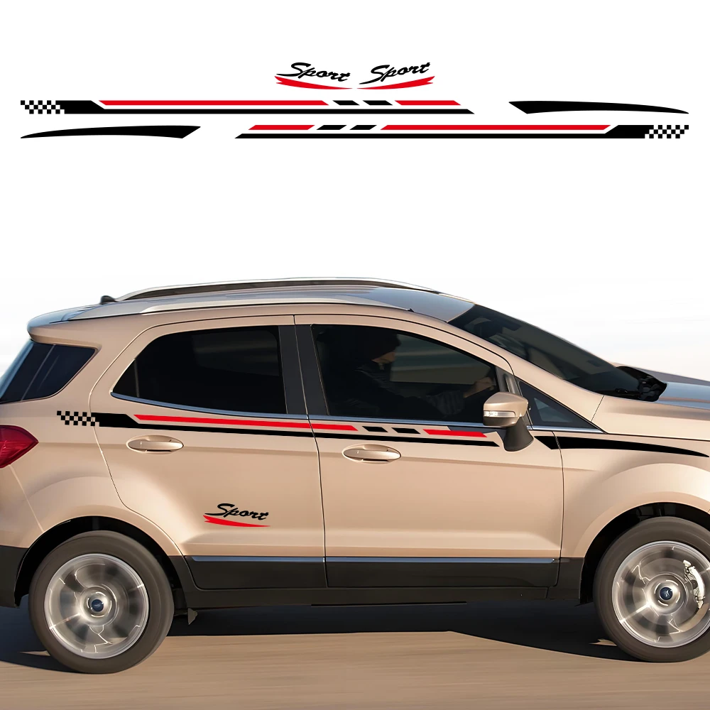 

Автомобильная наклейка для Ford Ecosport, комплект боковых наклеек на двери, автомобильная упаковка, виниловая пленка, авто водонепроницаемая наклейка из ПВХ, автомобильные аксессуары, экстерьер