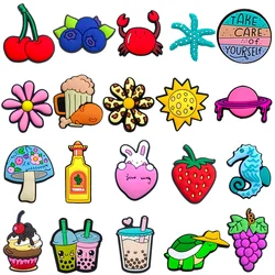 Single Sale 1Pcs Fruits Shoe Accessories Buckle Grape PVC Cake Drinks Shoe Charms for Shoe Decoration Buckle
