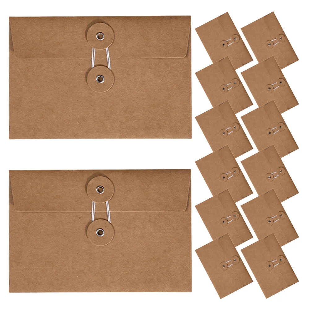 24 Pcs Kraft Envelope Envelopes for Invitations Strap Small Note Paper Storage Holders Calligraphy Organizers