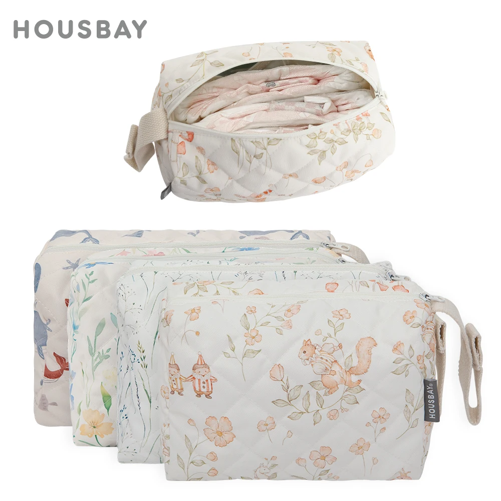 Baby Diaper Bag Reusable Wet/Dry Storage Handbag For Stroller Travel Waterproof Nappy Bag Alice Wonderland Print Portable Pouch