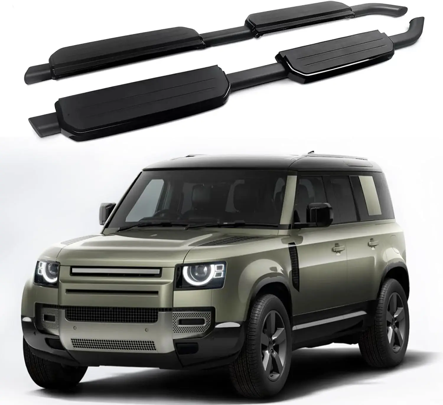 

2Pcs Fits for Defender 110 130 4Door 5Door 2020-2025 Fixed Running Boards Side Steps Foot Protector Bar with Brackets