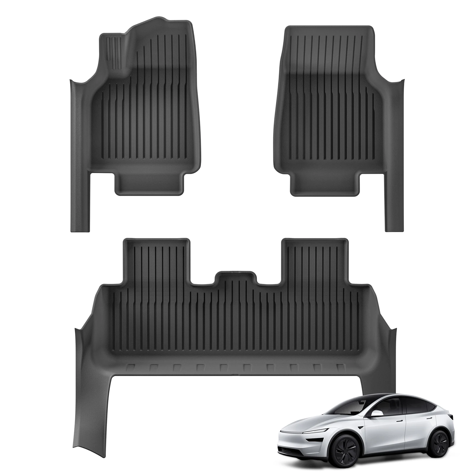 for New Tesla Model Y 5seats Launch 2025+ Juniper Car Floor Mats TPE Foot Mat With Door Sill Protective Cover Black