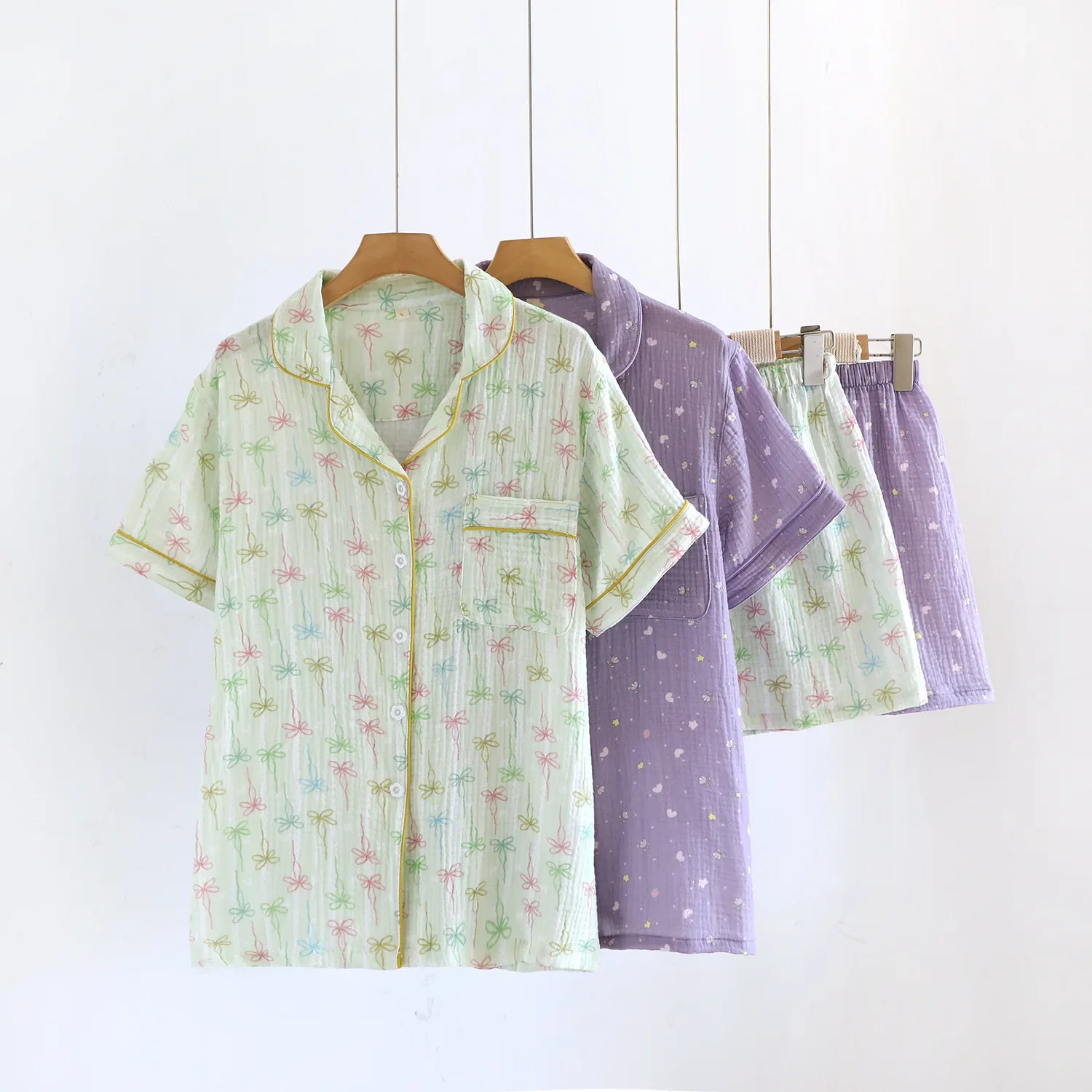 

Новинка 2023 года, летний женский пижамный комплект, шорты из вязкого волокна с короткими рукавами, комплект из двух предметов, тонкий, с большим цветком, Home Fury