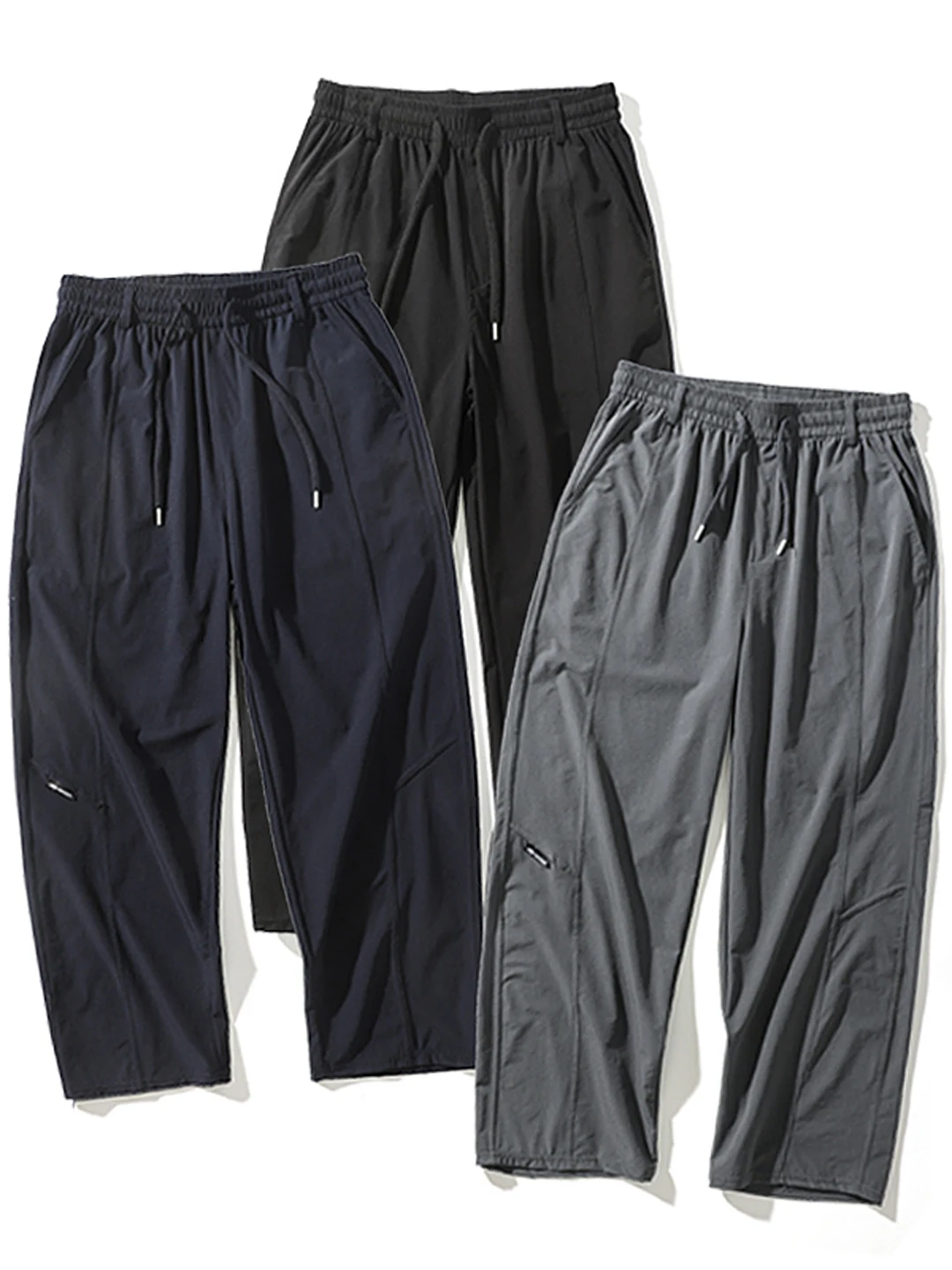 Comfortable Breathable Men's Summer Elastic Waist  Color Sporty Casual Pants Straight Leg Elastic Micro Stretch Daily Wear