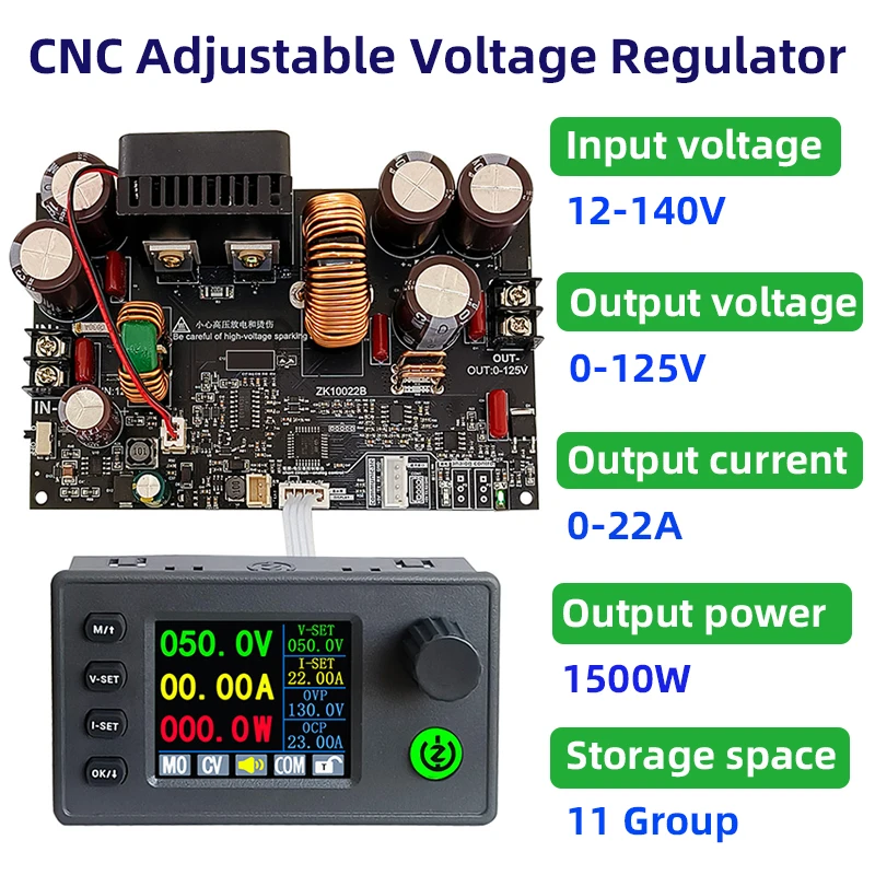 

ZK-10022C CNC Adjustable Voltage Regulator 125V 22A DC Stabilized Voltage Power Supply Constant Voltage Current Step-down Module
