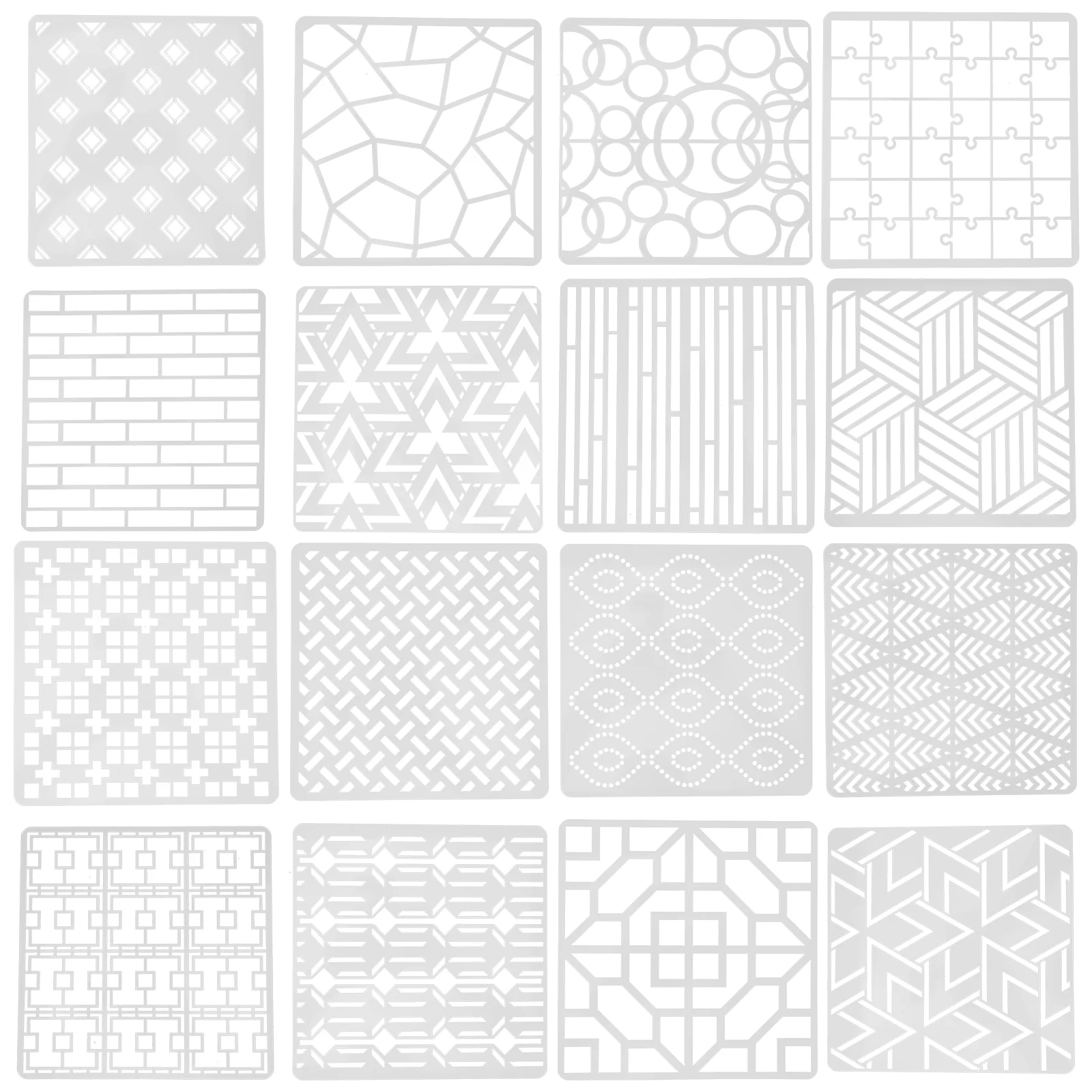 

16 Pcs Complex Pattern Stencil Geometric Template Hollow Stencils Painting Mold Smooth Surface Plastic