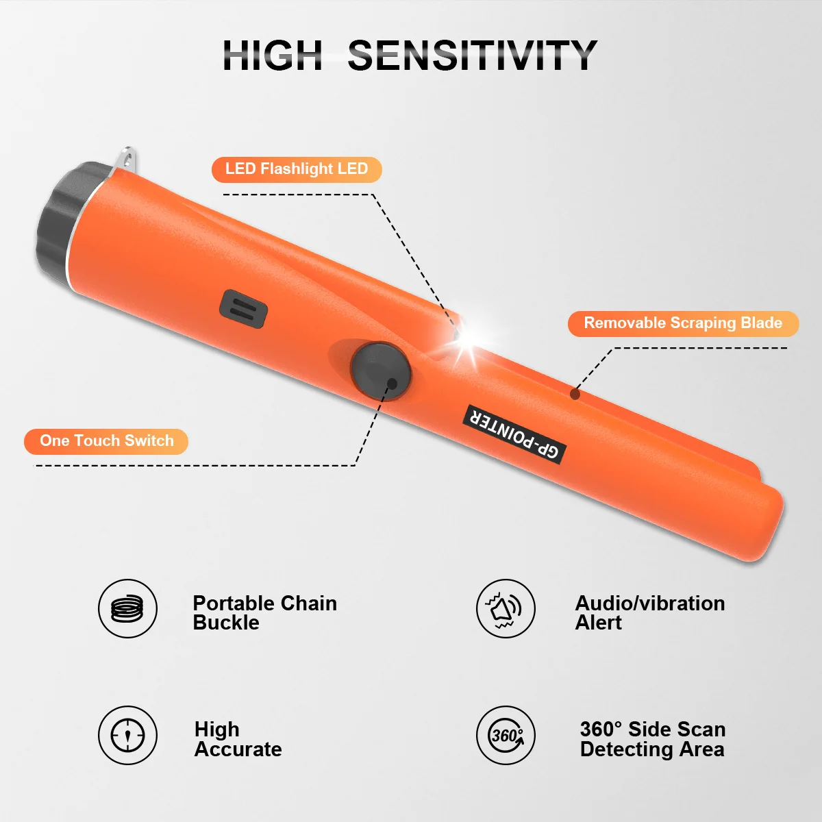 Treasure Hunter  Positioning Rod Handheld Metal Detector GP Pointer Handheld Waterproof High Sensitivity Security Detector