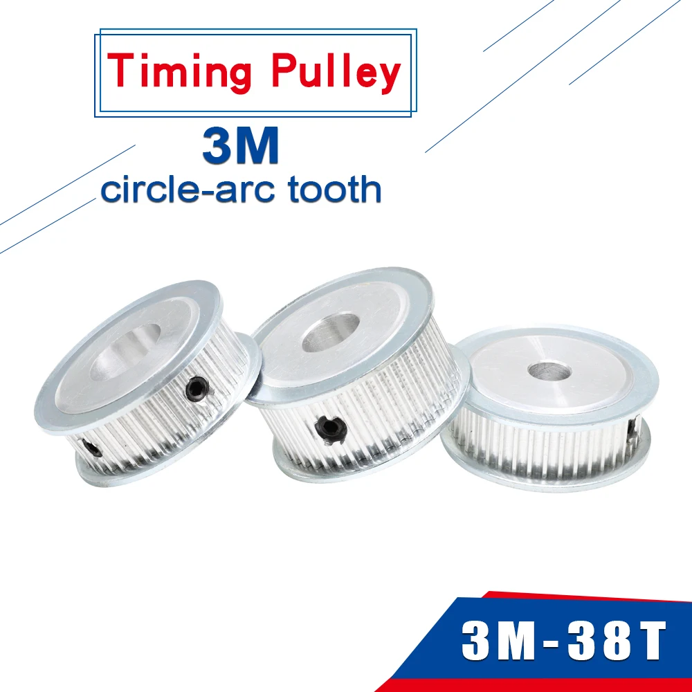 3M-38T Pulley Wheel AF Shape Inner Bore 6/8/10/12/14/15/16/17/19/20 mm Aluminum pulley For 3M Timing Belt Width 10/15 mm