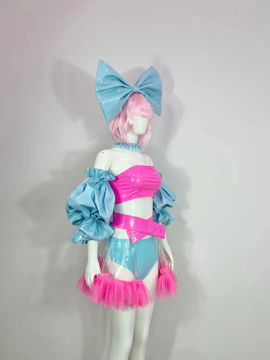 Dzień Dziecka Bar Klub nocny Seksowny kostium taneczny Kobiety Piosenkarka DJ Tancerka Klub Impreza Pokaz Bikini Zestaw Muszka Biustonosz Rękaw bąbelkowy