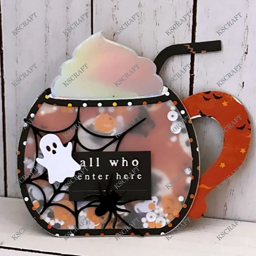 KSCRAFT Halloween Mug Shaker Cutting Dies Stencils for DIY Scrapbooking Decorative Embossing DIY Paper Cards