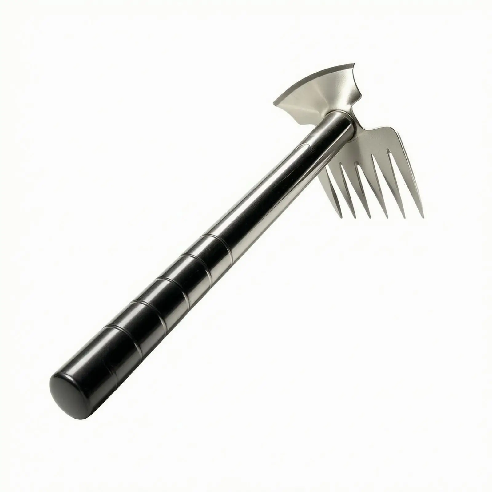 Multi Function Steel Garden Rake and Hoe Set with Ergonomic Metal Handle for Digging Weeding Flower Bed Preparation