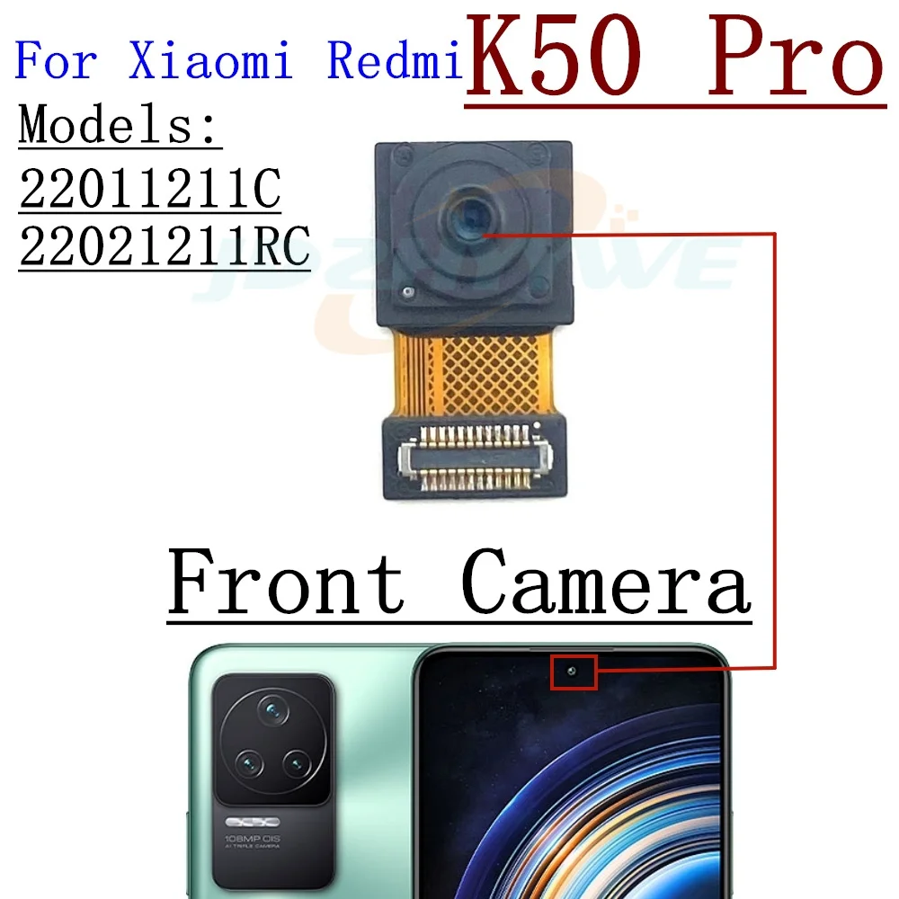 샤오미 레드미 K40 프로 K50 프로 K40Pro K50Pro 용 전면 후면 카메라, 전면 셀카 와이드 매크로, 후면 메인 카메라 플렉스