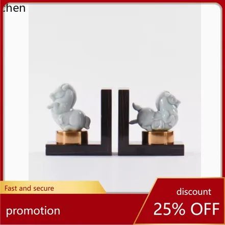 YFY New Chinese Style Study Bookshelf Ornaments Bookends Jade Porcelain Decorations Desktop Crafts Bedroom Office Decoration