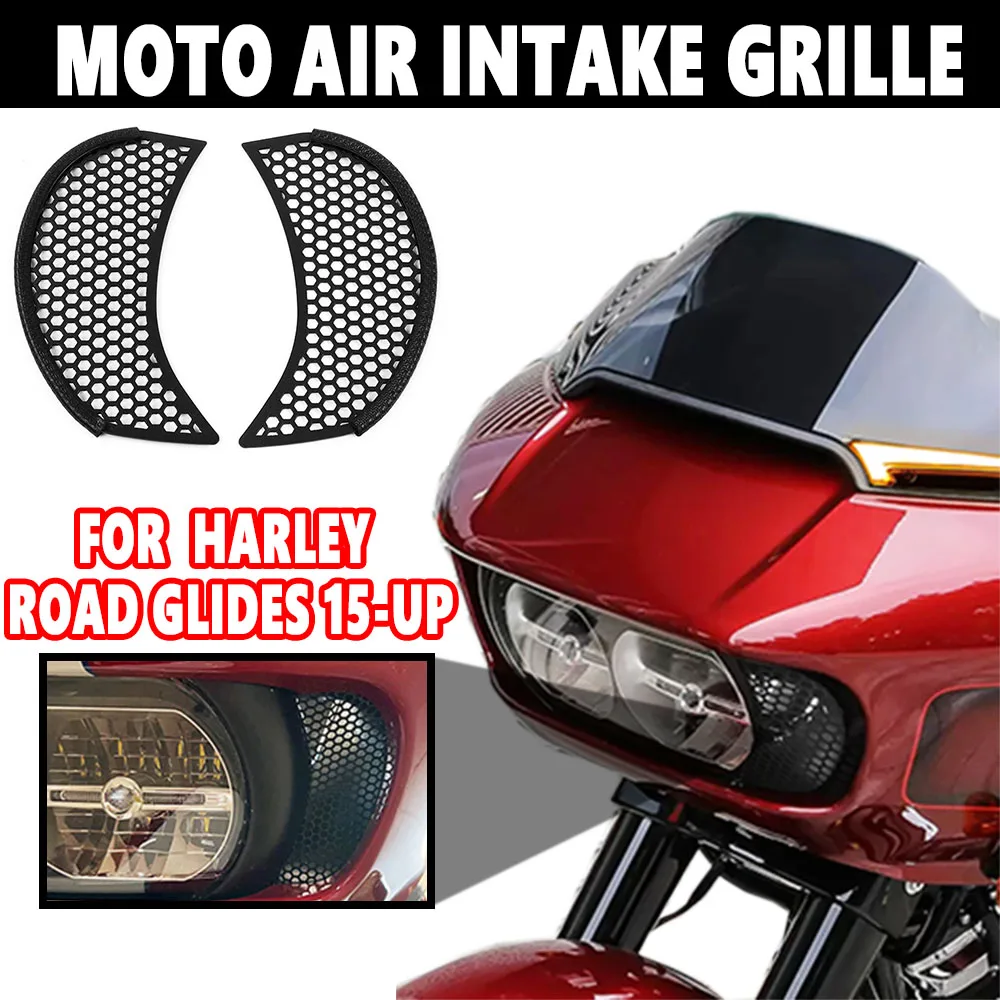 For Harley Road Glide FLTRX Special FLTRXS Glide Ultra FLTRU FLTRUSE 15-up Motorcycle Fairing Mesh Grill Side Vent Screen