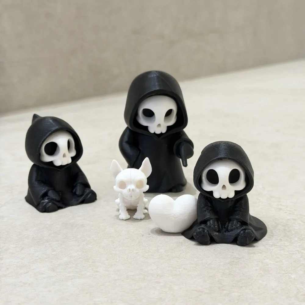 Spooky Car Decor PLA Skeleton Figurine Cute Black Halloween Miniature Detailed Creative Grim Reaper