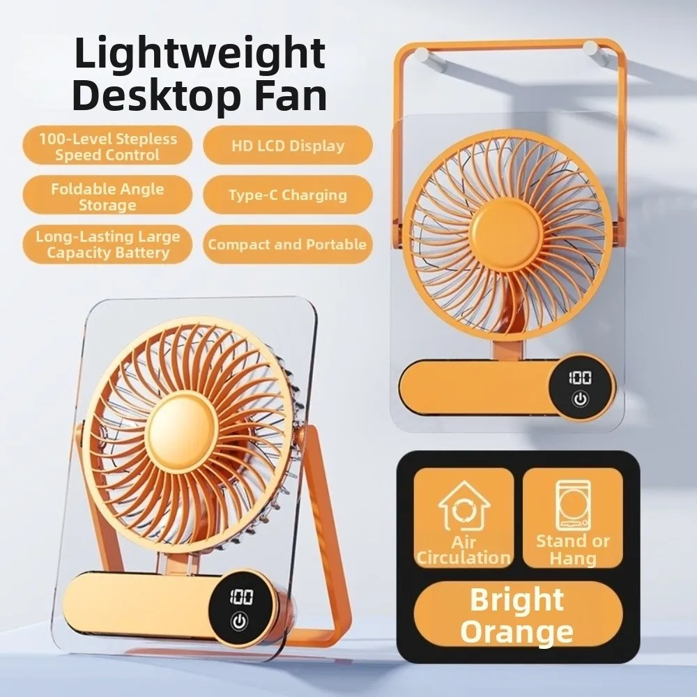 Foldable Desk Fan 100 Levels Speeds Adjustable Mini Electric Fan Wall Hanging&Handheld Ultra Quiet Personal Mini Fan Home Office