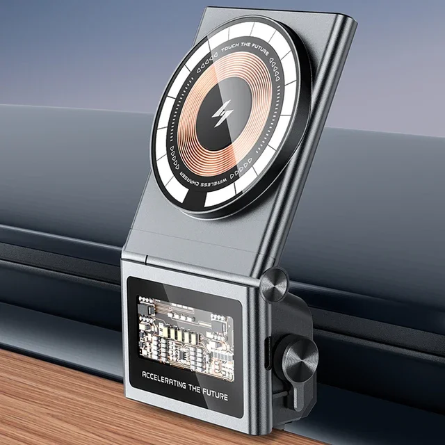 

Magnetic Car Phone Holder With MagSafe And 15W Wireless Charging Auto Clamping Strong Magnetic For Tesla Model 3 Model Y