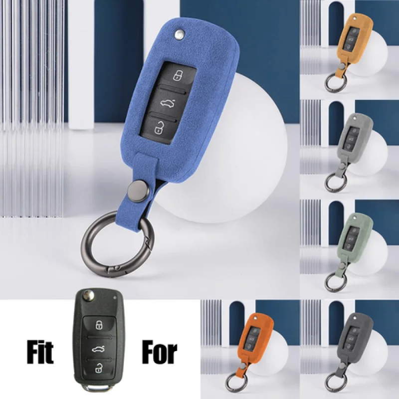 

A+ Suede Leather Car Key Fob Case Cover For VW Golf MK4 Jetta Passat Tiguan CC GTI