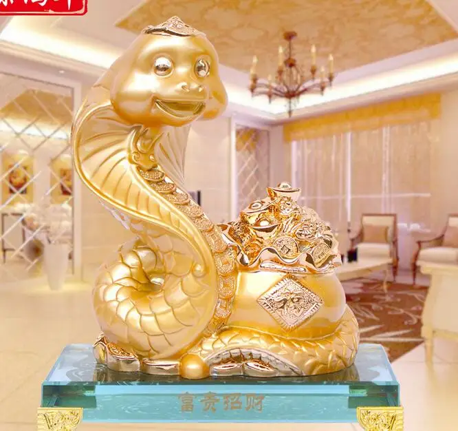 Animal handicraft sand gold series large crystal bottom animal snake, sculpture creative luxury neoclassical home crafts America