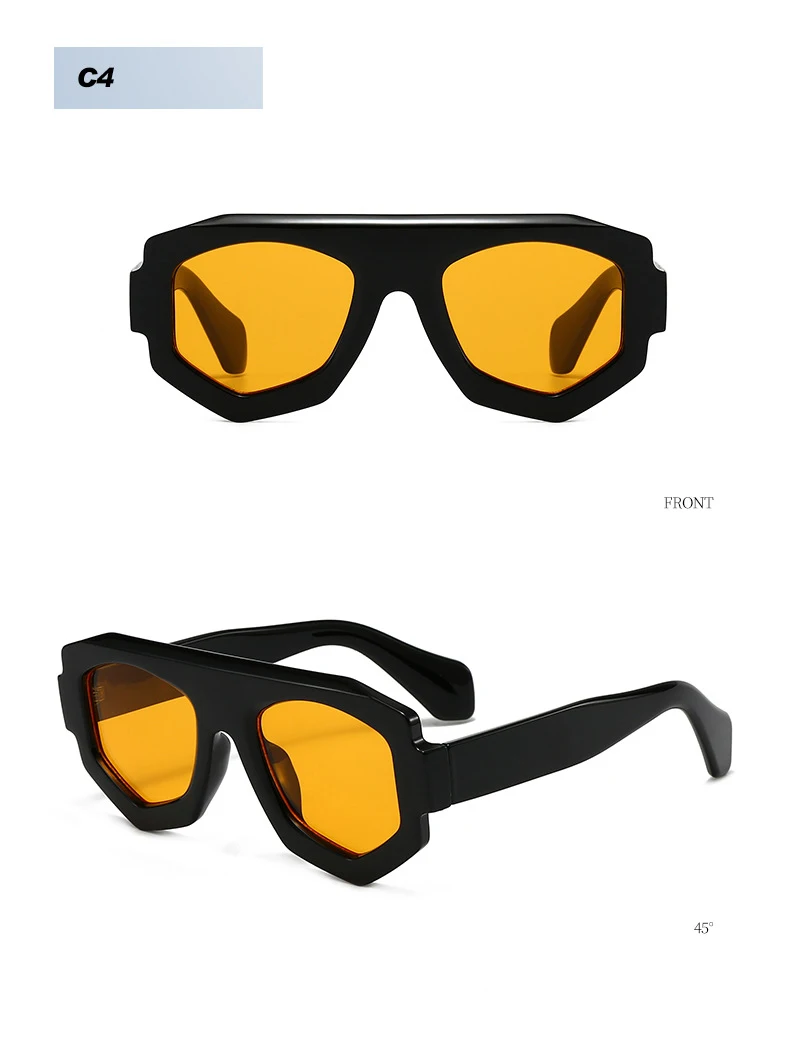 SO&EI Mode Unregelmäßige Quadratische Frauen Sonnenbrille Shades UV400 Retro Blau Lila Männer Sonnenbrille – Detail 10
