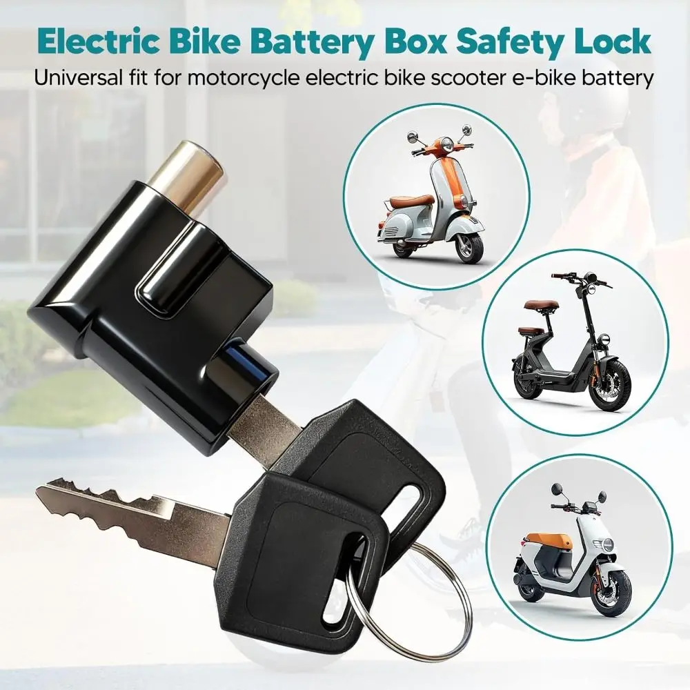 Heavy Duty Anti-Theft Battery Box Lock Weatherproof Durable Ebike Battery Lock with 2 Keys Safety Locks Motorcycle