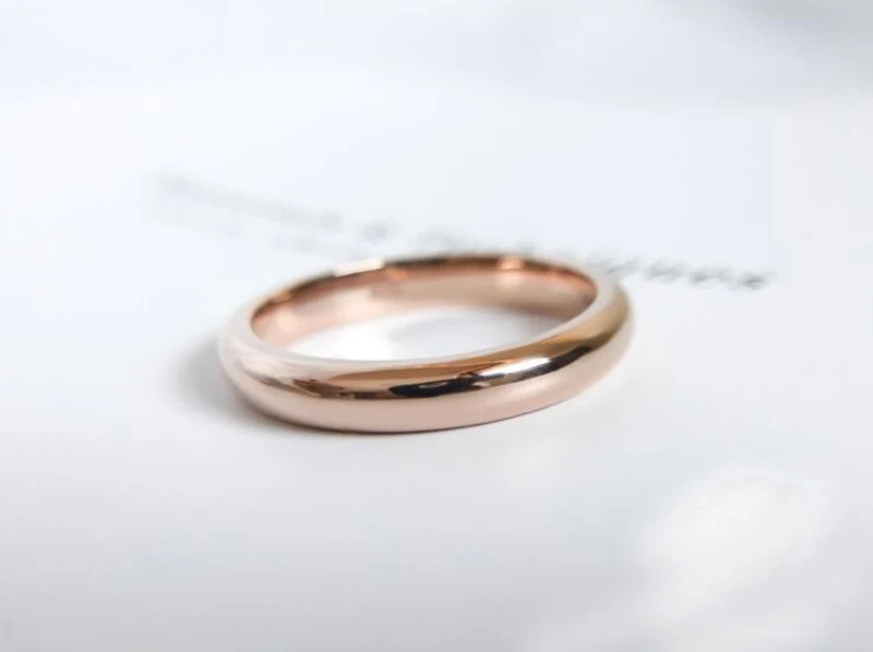 YANHUI Dainty Rose Gold Color Stainless Steel Rings for Women Christmas Gift Minimalist Wedding Band Never Fade Promise Jewelry