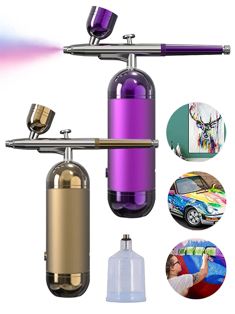 Airbrush met compressor Airbrush-spuitpistool voor schilderen, modellering, ambachten, nagelkunst, draadloos draagbaar luchtborstelspuitpistool - afbeelding 2