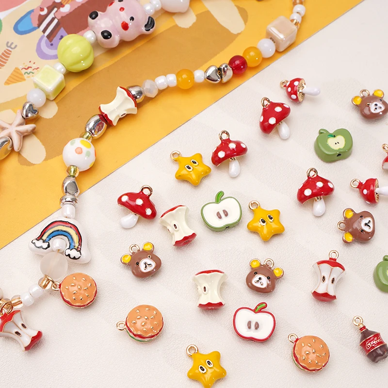 Alloy Charms beads Mushroom Beads Pendant Gifts girl beading Earring For DIY Bracelets Phone Chain Jewelry Making Accessories