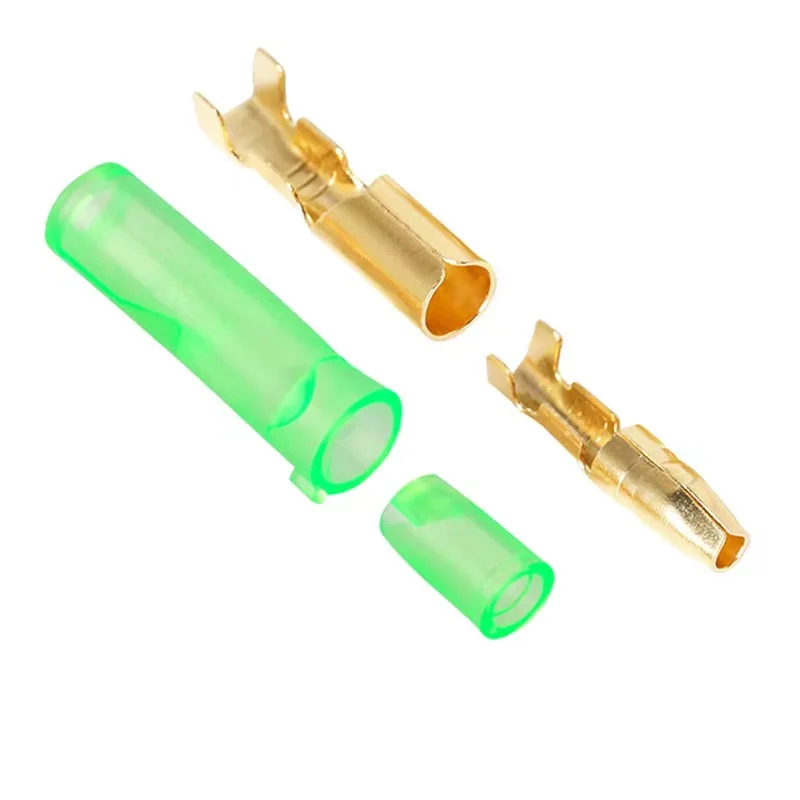 25/50/100sets 4.0 bullet terminal car electrical wire connector diameter 4mm Female + Male + Case Cold press terminal Green