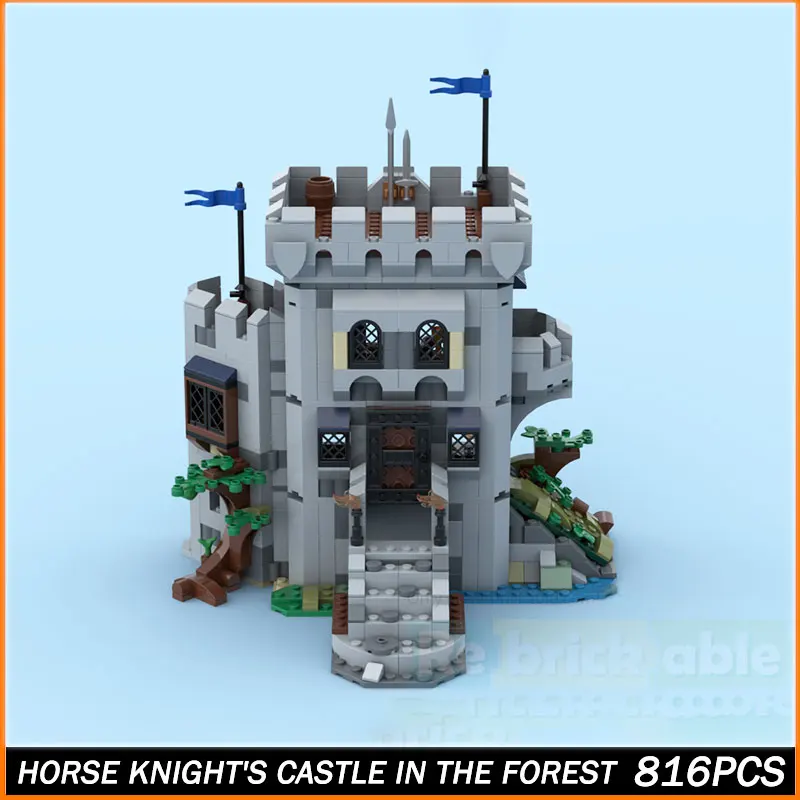 

MOC Building Blocks Street View Series Medieval Castle Horse Knight's Castle in the Forest DIY Model Bricks Puzzle Toy Xmas Gift
