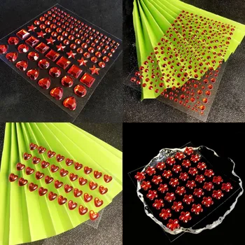 จีนสีแดง Rhinestones สติกเกอร์กาว Glitter Body Eye Shadow เพชร Bling อัญมณีสติกเกอร์ปาร์ตี้เทศกาล Decors