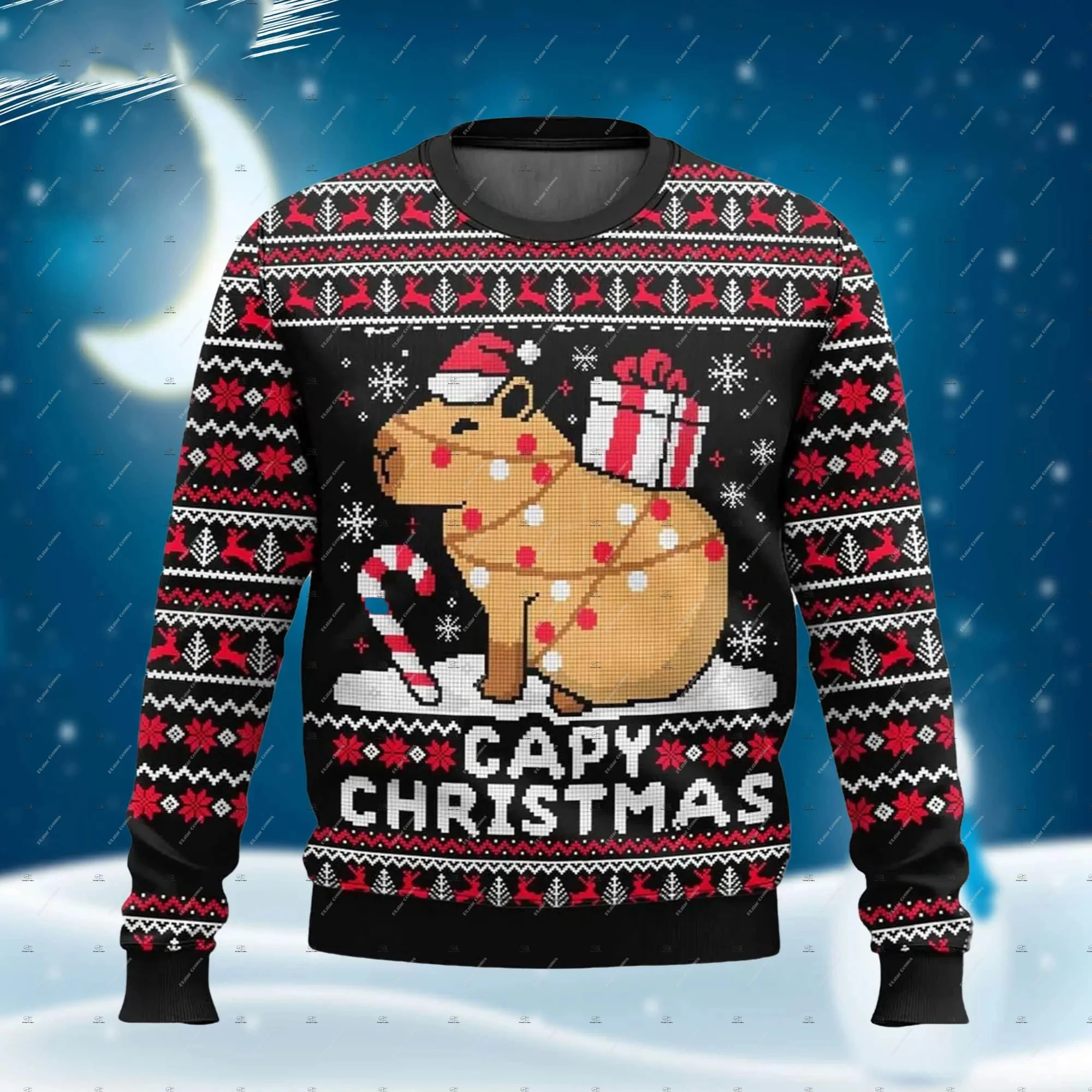 Christmas Cosplay Santa Claus Pet Anime Cartoon Skull Vintage Winter Ugly Sweater 3DPrint Harajuku Pullover Funny Long Sleeves 0