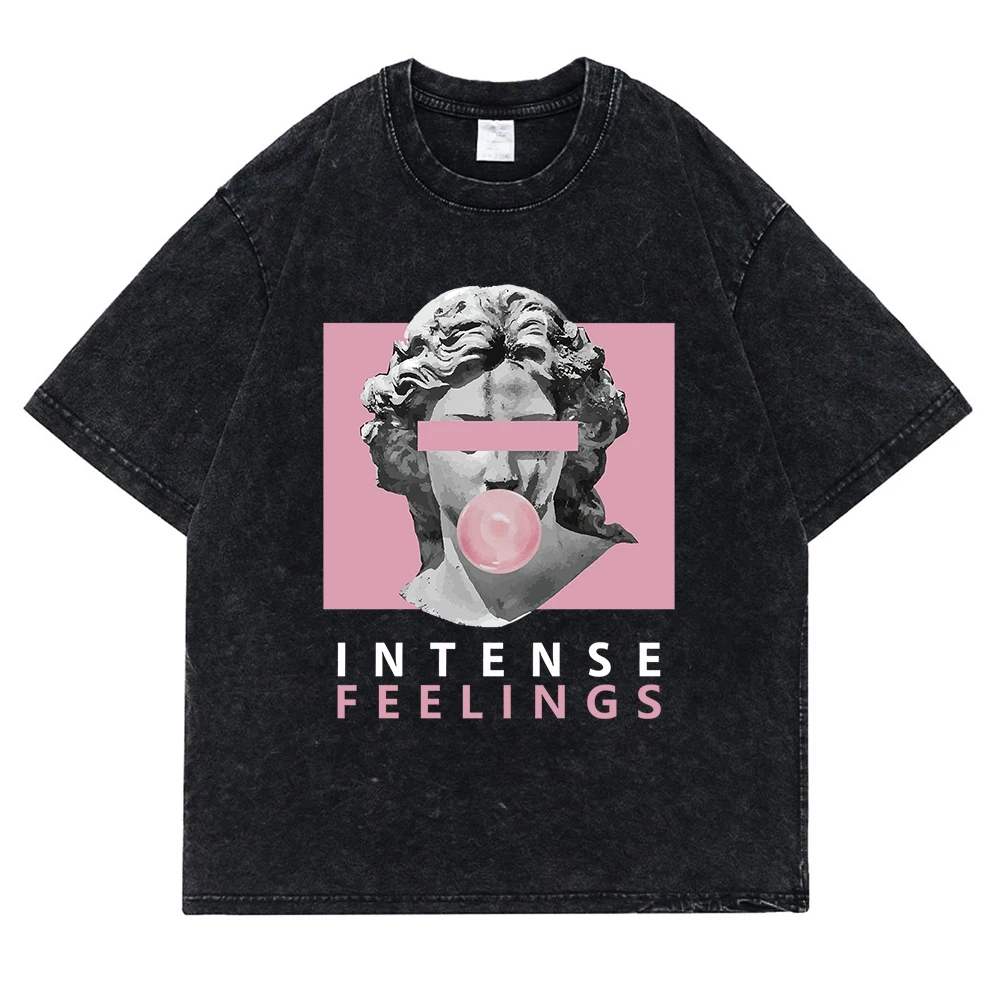 

Intense Feelings Womens Tee Shirt Summer American Retro Cotton Casual T Shirts Design Breathable Normcore T-Shirt Leisure