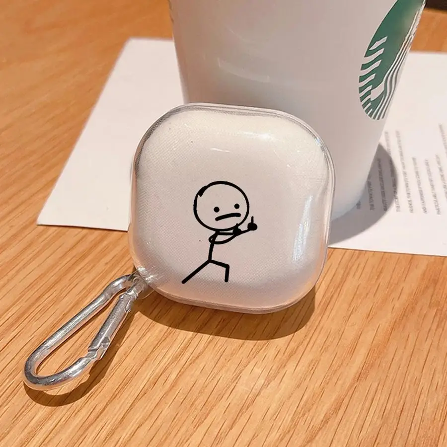 

Clear Earphone Cases Cover With Hook Case For Samsung Galaxy Buds 3 FE 2 2Pro 4 Pro 3Pro 4Pro Live Funny Cartoon Matchman