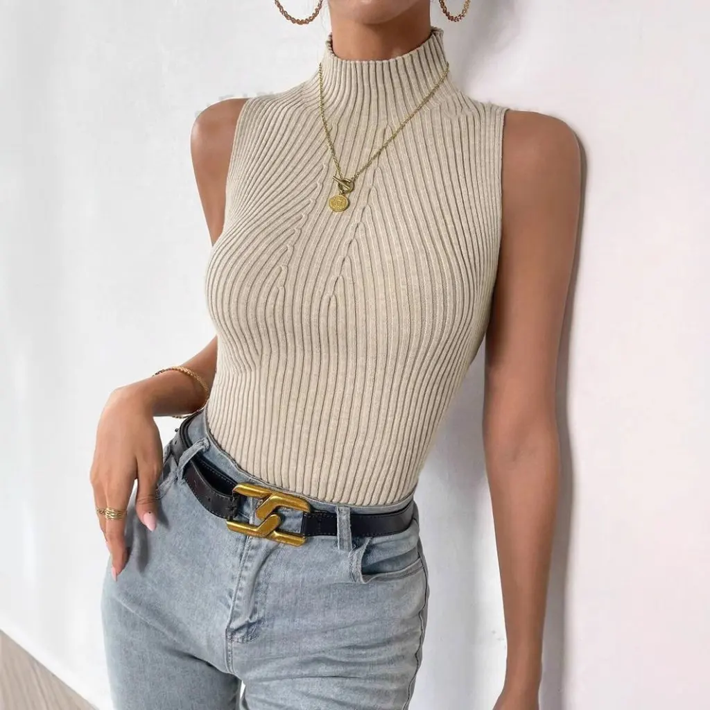 

Summer Fashion Sleeveless Knitted Vest Top for Women European And American Style Women's Fashionable Top