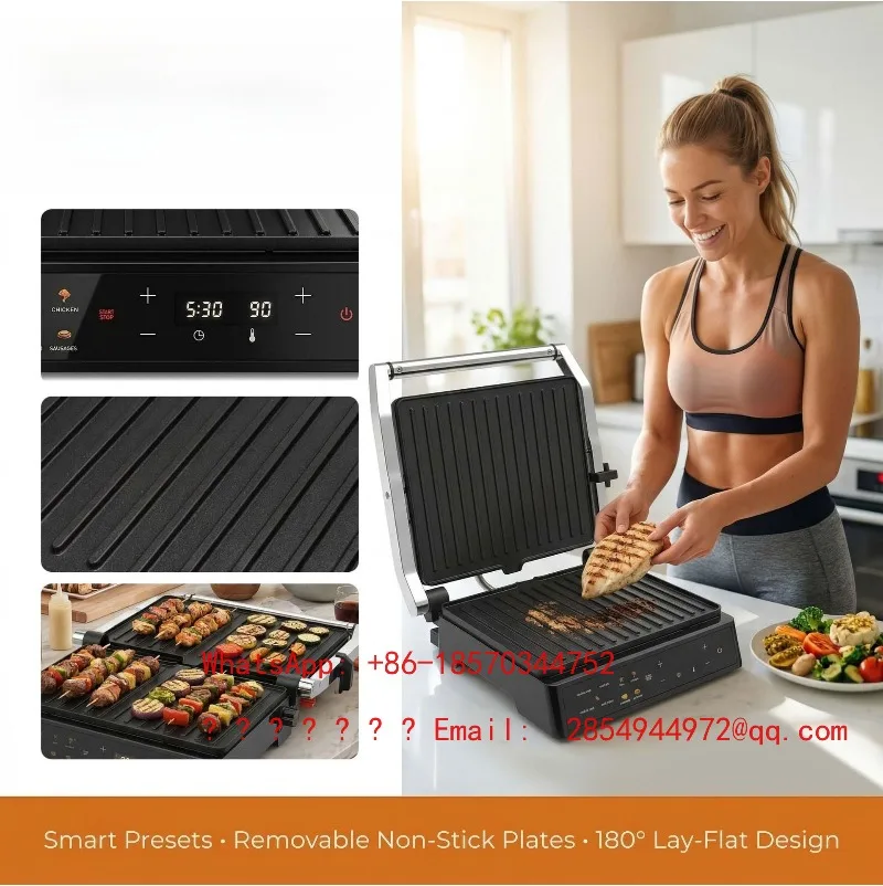 European 2000W Steak Barbecue Breakfast Machine with Expandable Touch Screen Temperature Adjustment