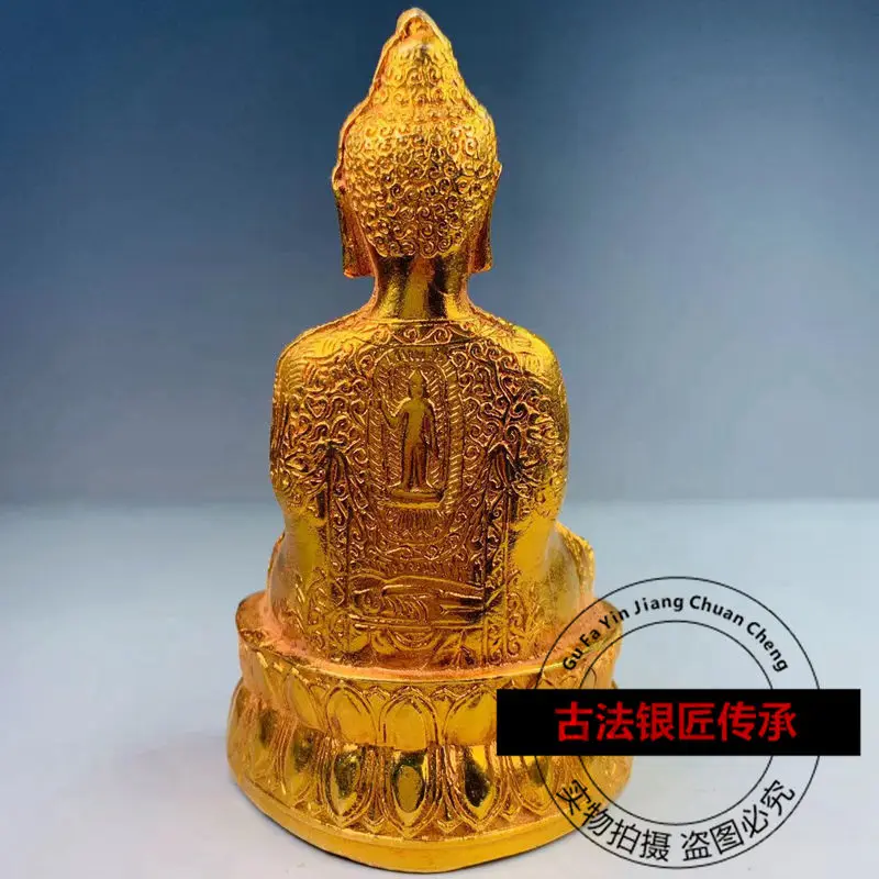 Folk Collection Pure Copper Gilt Bronze Statue of Buddha Sakyamuni Amitabha Buddha Statue Home Offering Ornament Bronze Buddha S