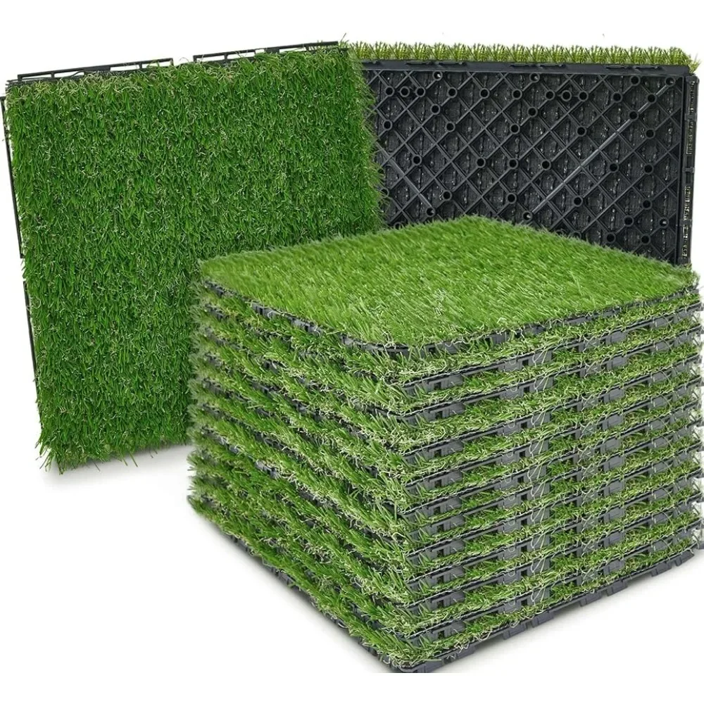 32 Pack Artificial Grass Turf Interlocking Deck Tiles 12