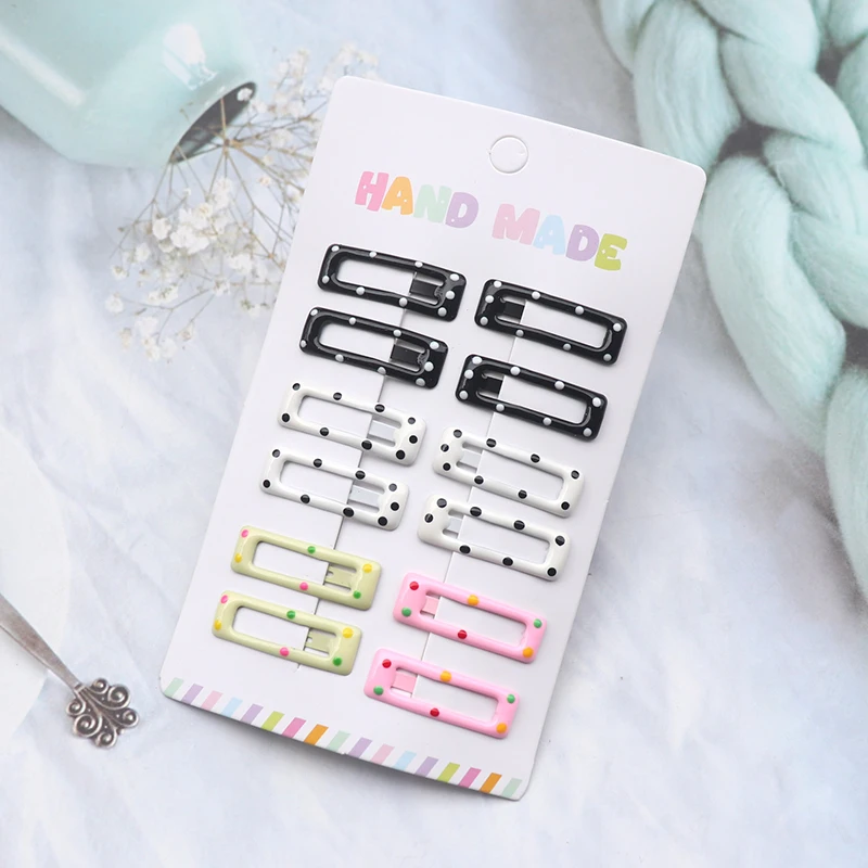 12 Teile/satz Bunte Stern Haar Clips Für Mädchen Polka Dot Metall Snap Bb Clip Haarnadel Headwear Mini 3Cm Bb haar Clip Kinder Kopfbedeckungen – Detail 11