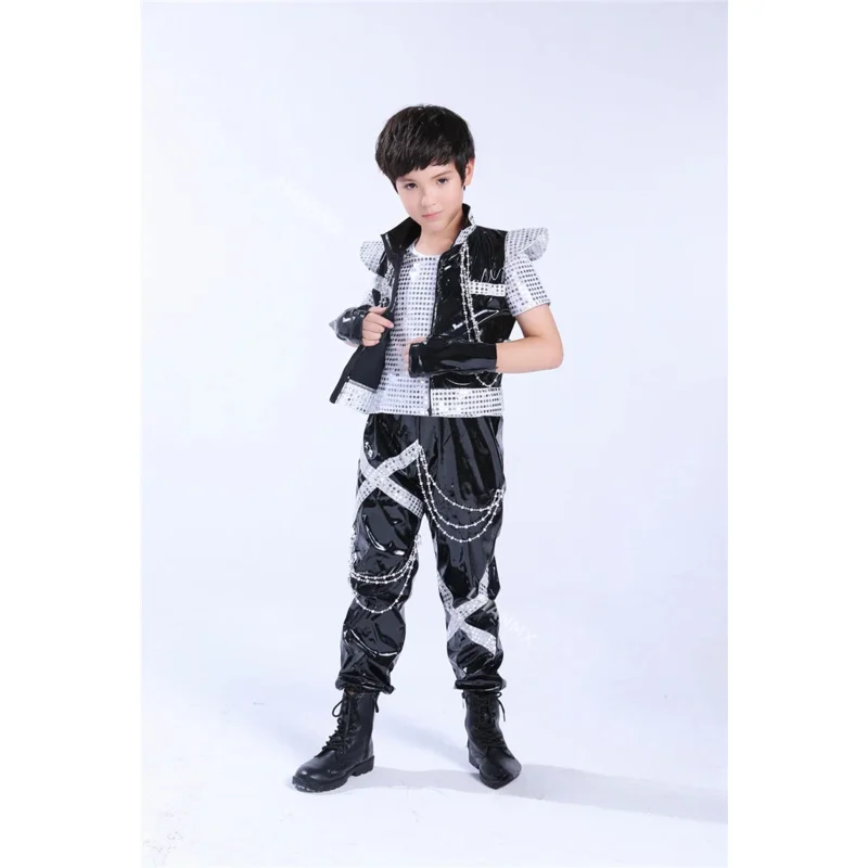 Children's hip-hop sequins Jazz dance stage shelf Drummer costumes Children's modern dance performances costumes