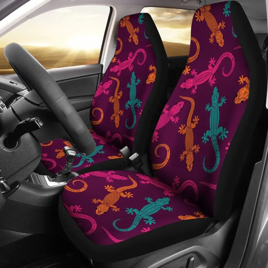 Lizard Pattern Print Seat Cover Car Seat Covers Set 2 Pc, Car Accessories Car Mats