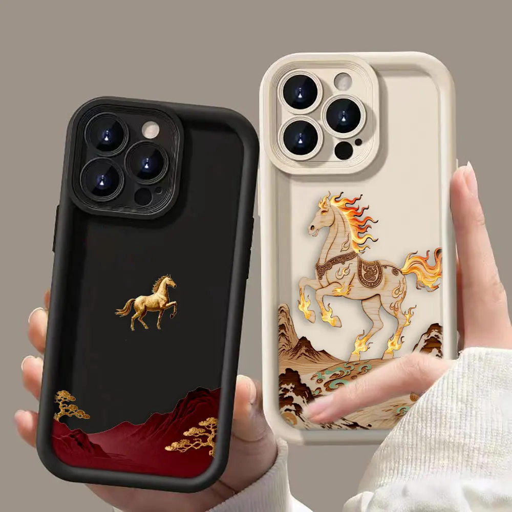 

Happy Year Of The Horse Phone Case For Xiaomi POCO F8 F7 ULTRA F5 F4 F3 C40 M6 M7 X3 X4 GT X5 X6 X7 PRO TPU Case DIY Shell Cover