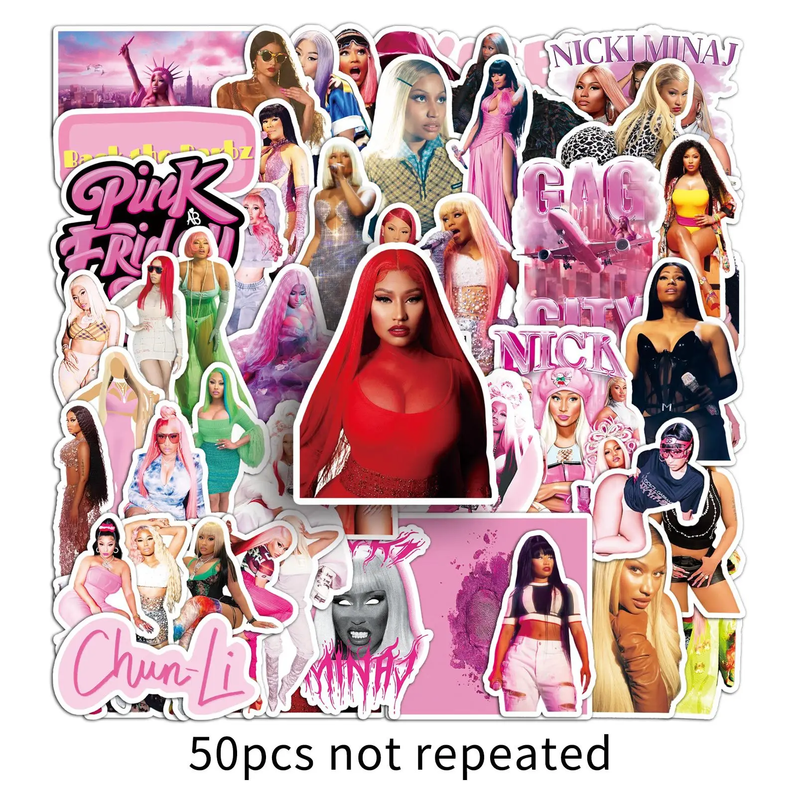 

50PCS New Nicki Minaj Singer Personalized Creative Decorative Stickers Pink Graffiti Decal Toy Gifts DIY Guitar Water Cup