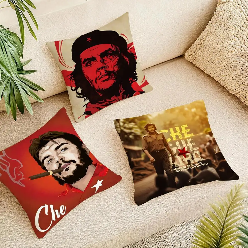 Rebel Icon Che Guevara Cushion Cover Short Plush Pillowcase, Washable Wrinkle Resistant Cover for Bedroom Gift