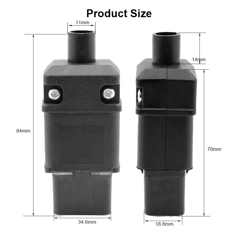 16A/250V C19 C20 Power Adapter Plug Rewireable Male Connector Socket