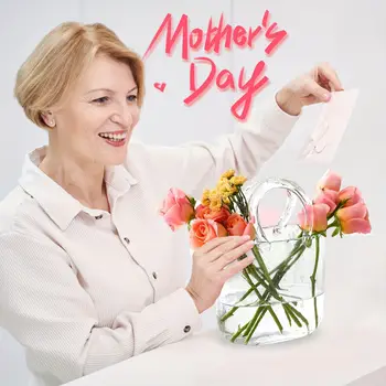 玻璃手袋花瓶,透明袋形花瓶,手袋造型花瓶,母親節家居裝飾獨特花瓶 8 best sales 手提包花瓶 - №2