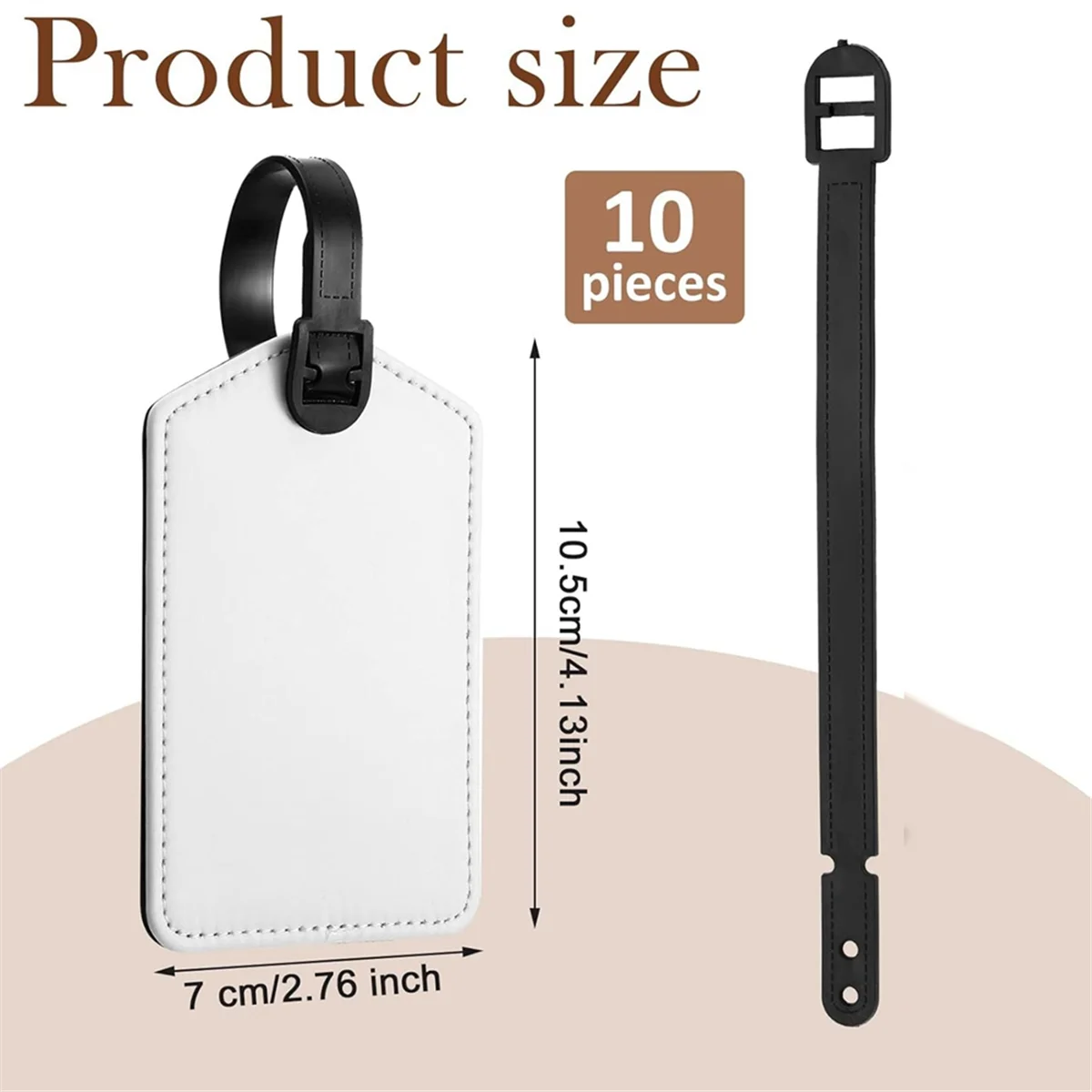 High-end Sublimation Luggage Tags White Heat Transfer PU Leather Name Tag Blank Suitcase Tags Travel Business ID Card Holder