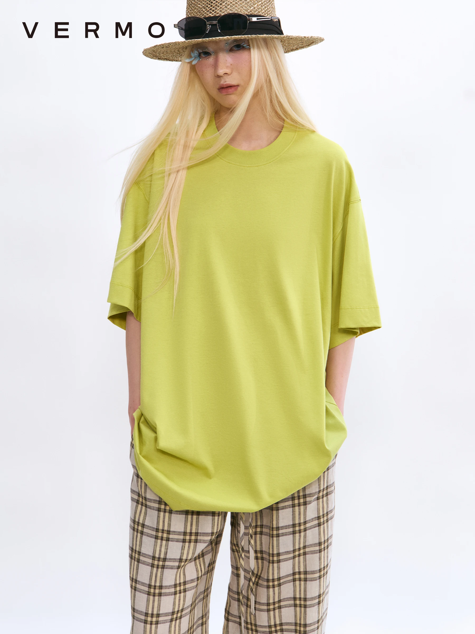 

VERMO Summer Bright Colors Comfortable Lightweight Loose Cotton Short Sleeve T-Shirt Casual Style Men Women Universal Fit