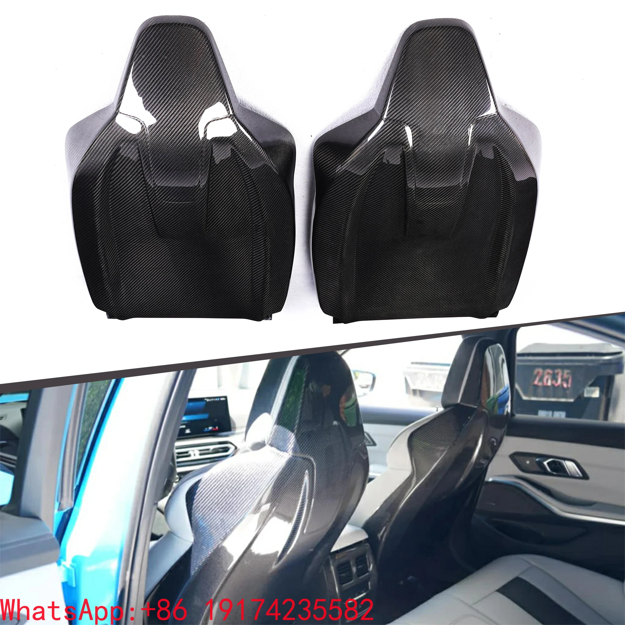 

Replacement Type G80 M3 Seat Dry Carbon Fiber Seat Back Cover Shell Skin Trim For G80 M3 2021+